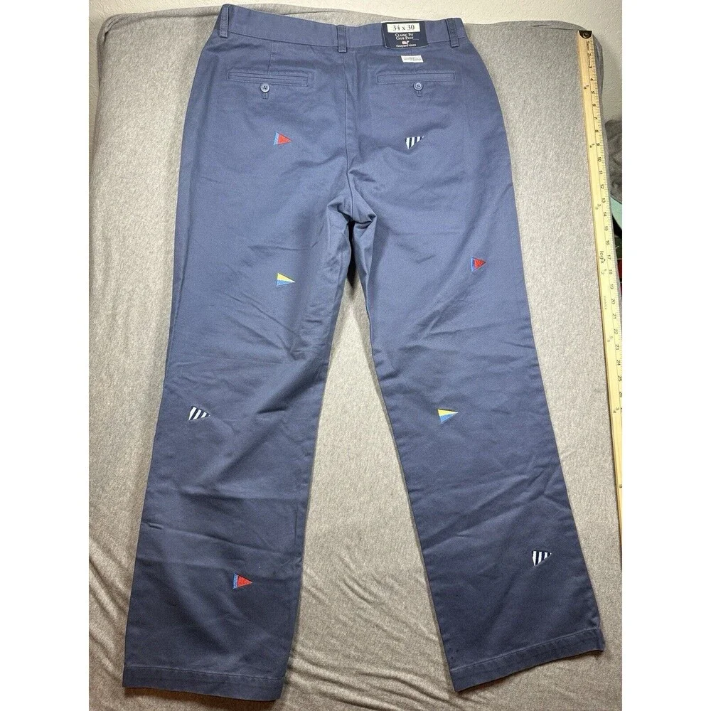 Vineyard Vines Men 34x30 Blue Embroidered‎ Nautical Flag Club Pant